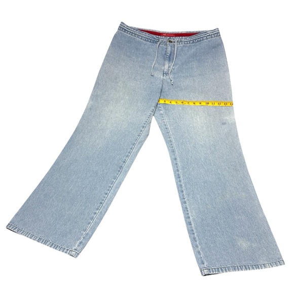 Anne Klein Women's Drawstring Jeans High Rise Wide Leg - Size XL, Light Blue - Picture 10 of 16